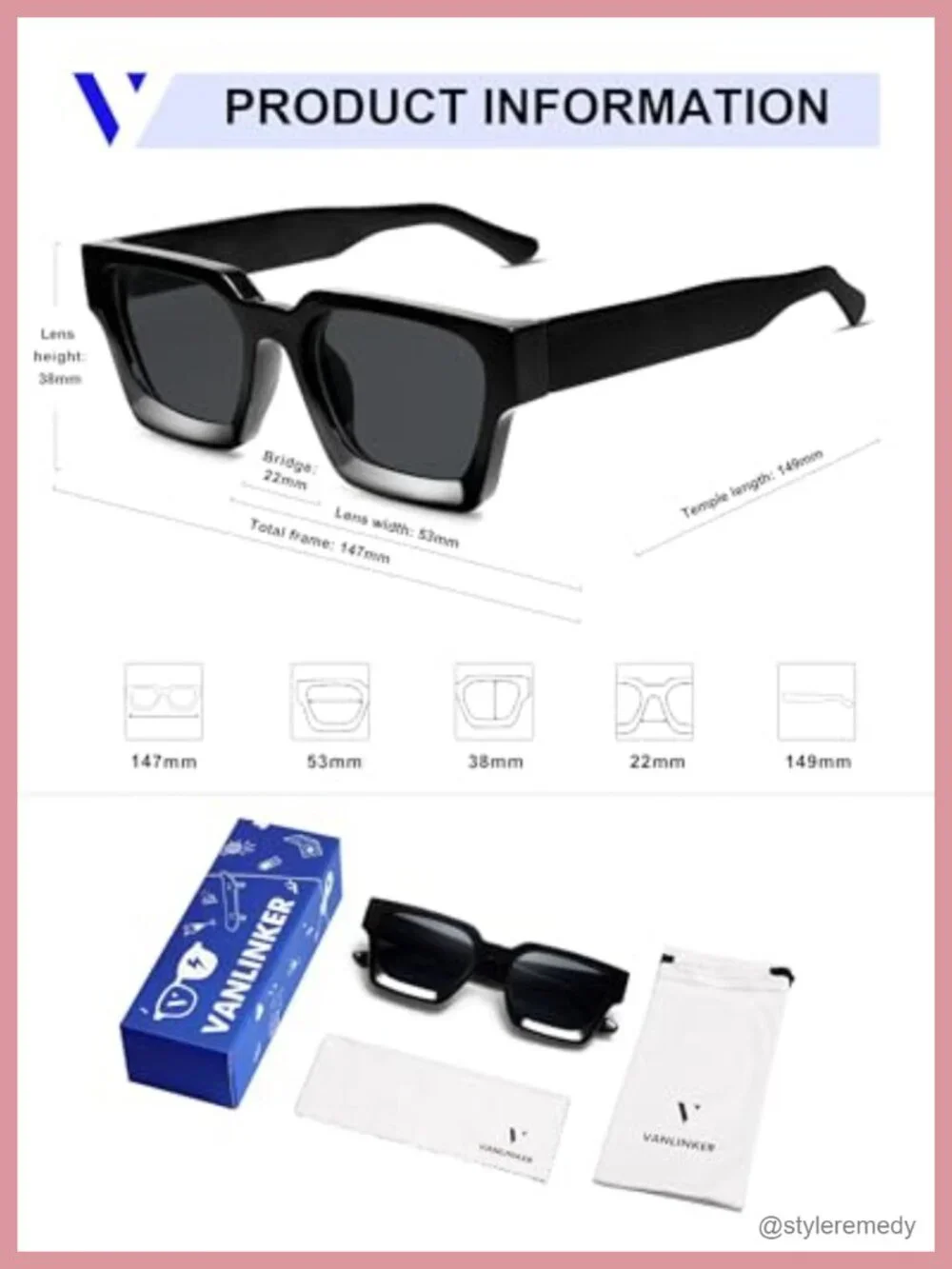 Thick Square Retro Sunglasses UV400 Protection